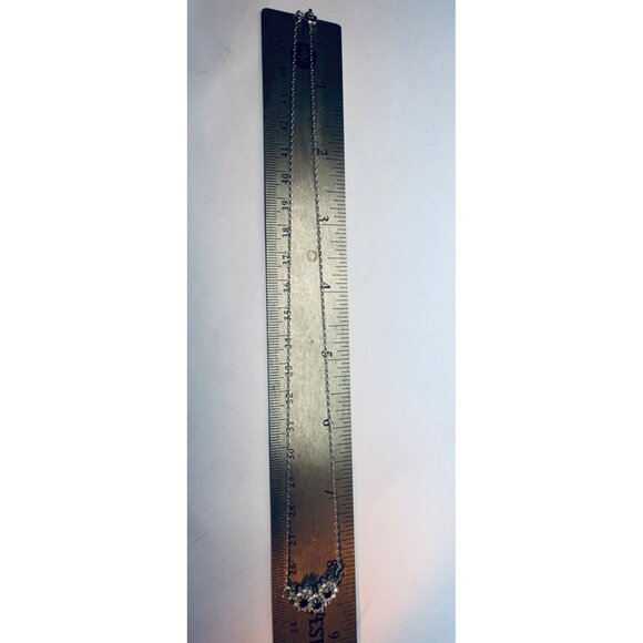 Sterling Silver 925 Black & White Gemstone Flower Pendant Necklace, 16" - Picture 6 of 9